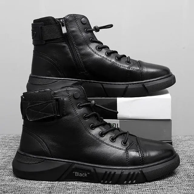 Black Volcan Martini Leather Platform Boots
