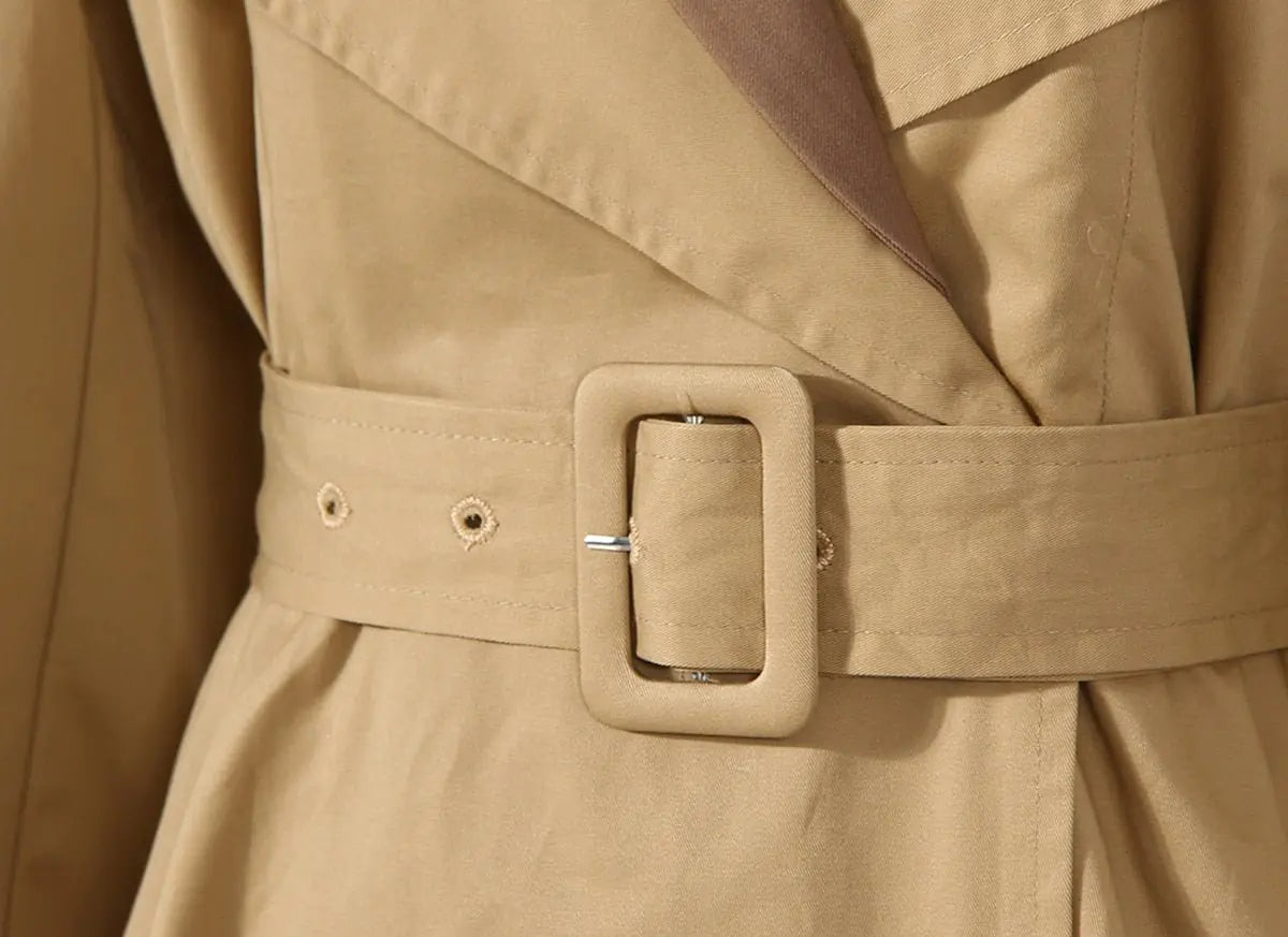Contrast Vegan Leather Trench Coat