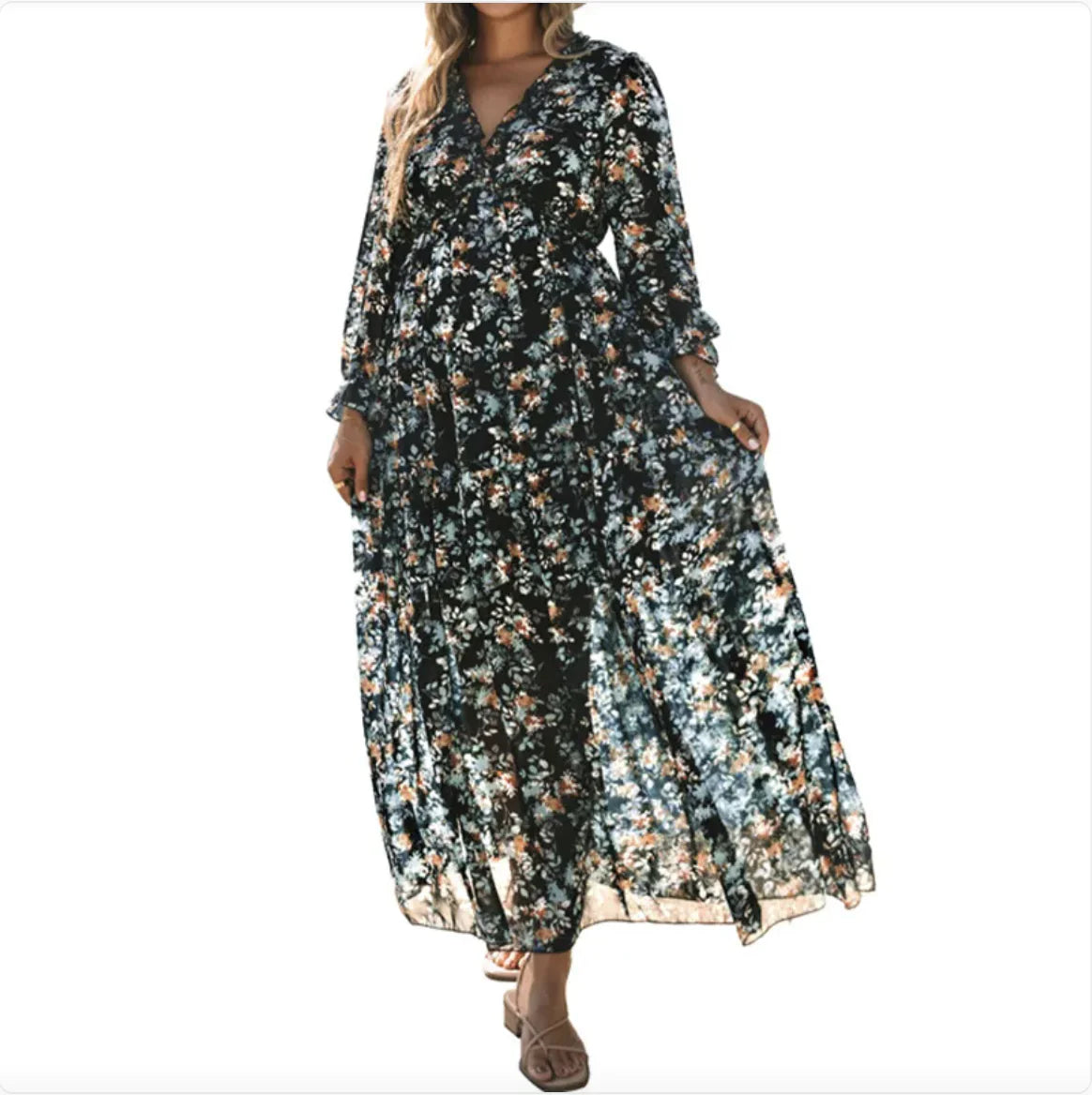 Reena Floral Polyester Maxi Dress