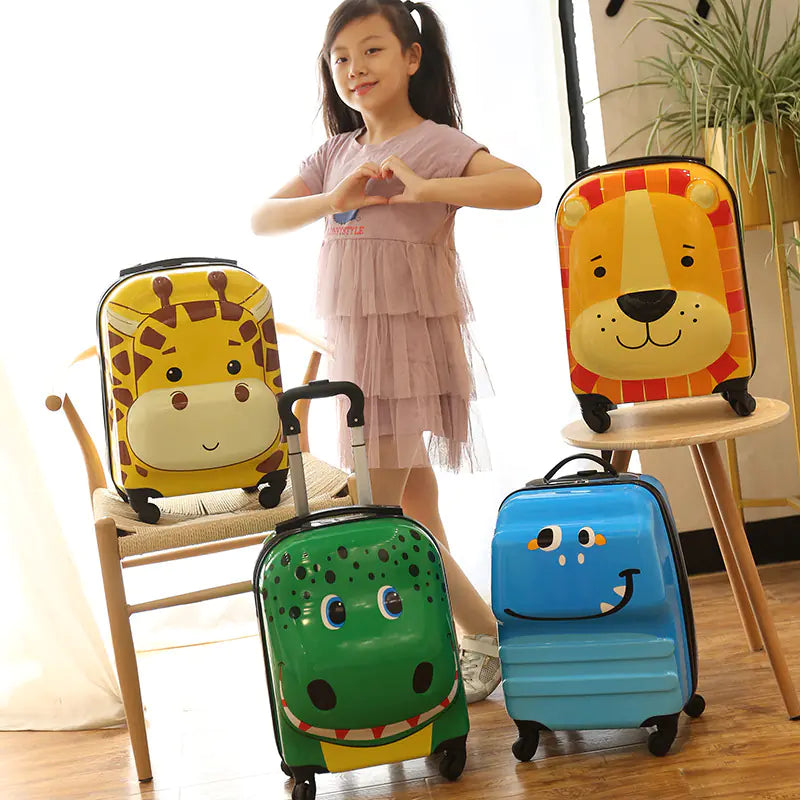 3D Cartoon Animal Rolling Luggage Suitcases