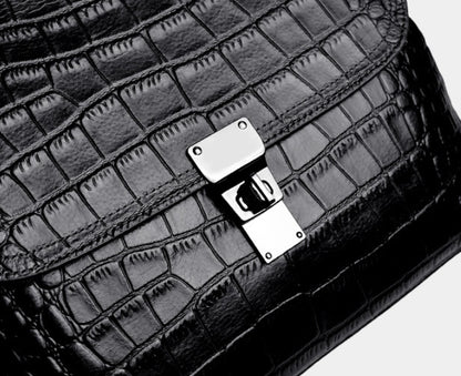New European Leather Crocodile Crossbody Handbag