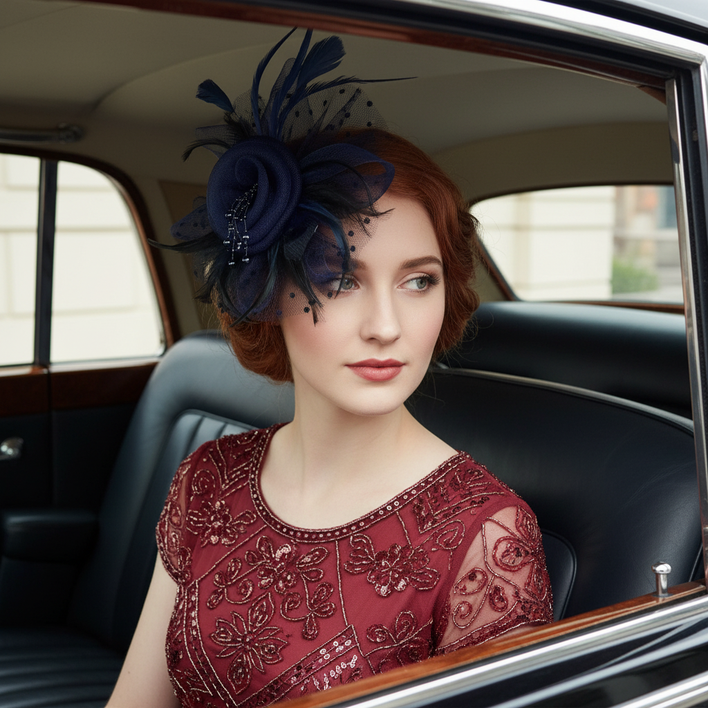 KOKO Mesh Feather Headband Fascinators