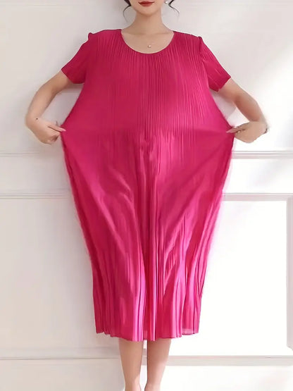 Classic Pleated Polyester Dress