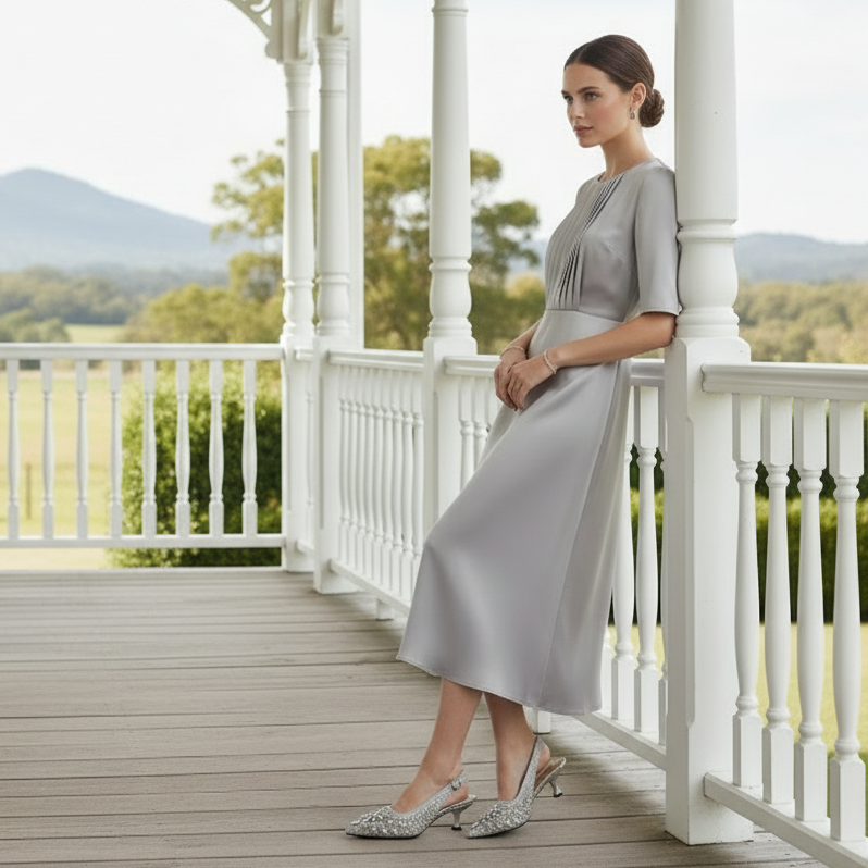 Kitten Heel Rhinestone Sandals