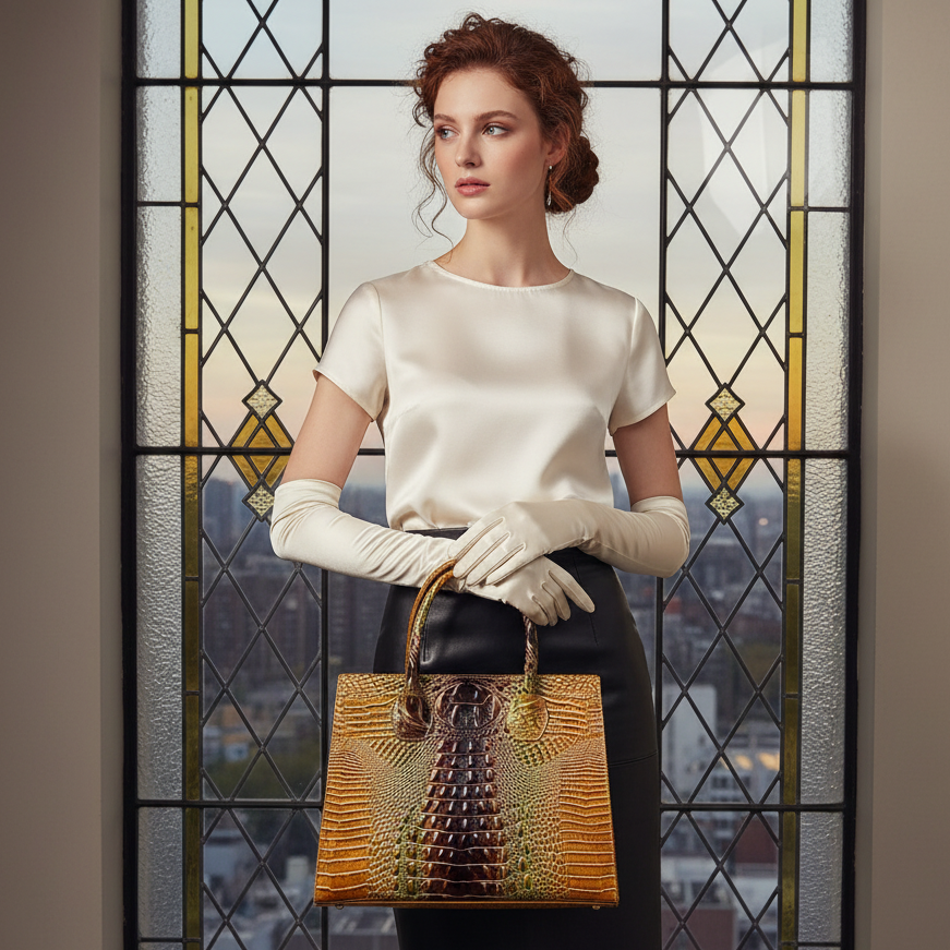 Crocodile Grain Crossbody Tote Bags