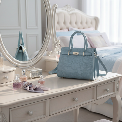 Birkin Inspired Genuine Leather Crocodile Handbag - Limited Edition