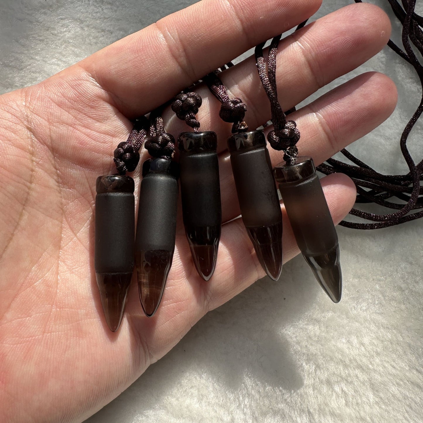 Obsidian Bullet Pendant Necklace