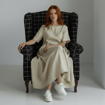 Plus Size Linen A-Line Maxi Dresses