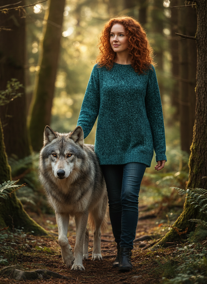 Plus Size Crew Neck Knitted Chenille Jumper