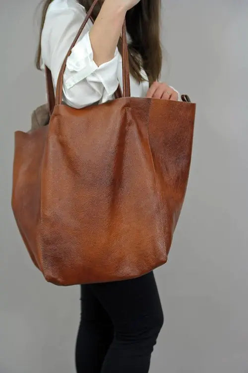 Large Vegan Leather Tote Bags