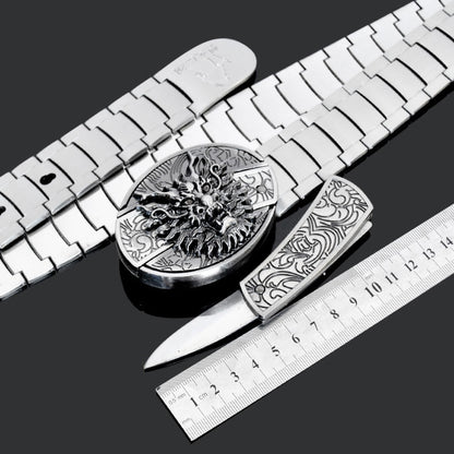 Tactical Stainless Steel Self-Defense Belt and Buckle Knife