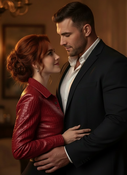 PUPU Crocodile Embossed Vegan Leather Blouse