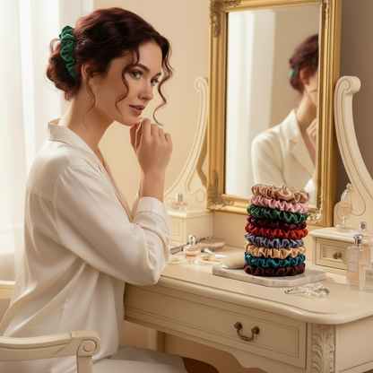 Bohemian Satin Thin Hair Scrunchies (19 Piece Set)