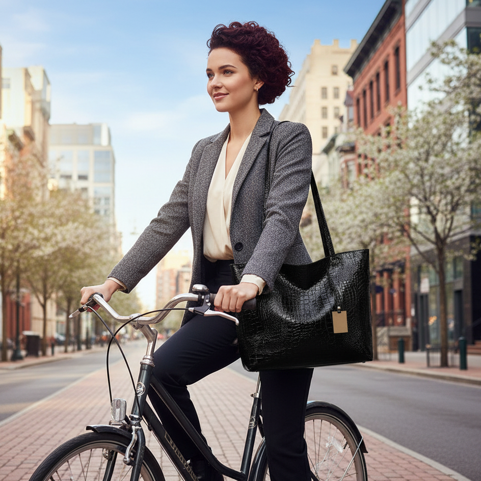 Vintage Metallic Vegan Leather Tote Bag