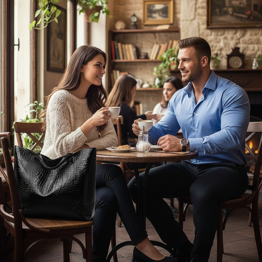 Vintage Metallic Vegan Leather Tote Bag