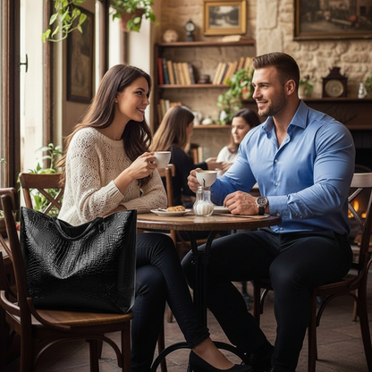 Vintage Metallic Vegan Leather Tote Bag