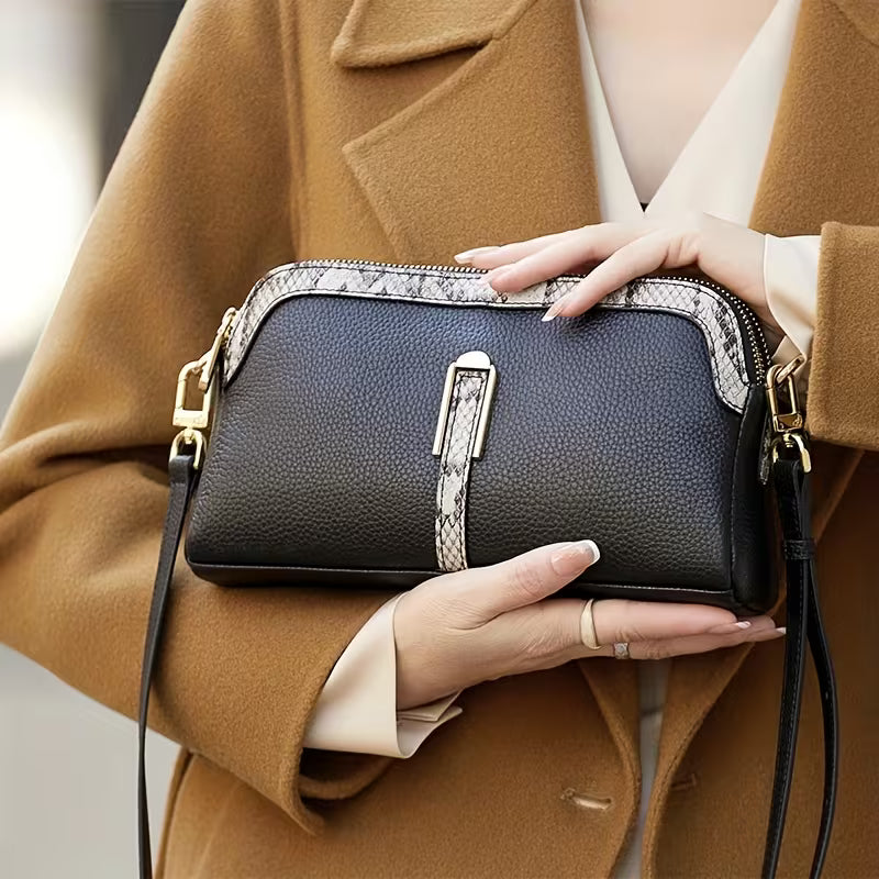 Birkin Inspired Genuine Leather Handbag - Dual Tone Snake Edition