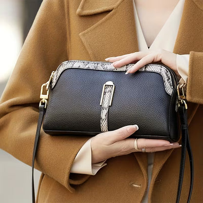 Birkin Inspired Genuine Leather Handbag - Dual Tone Snake Edition