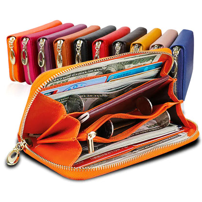 OX KNIGHT Cowhide Leather Multifunctional Zip Wallets
