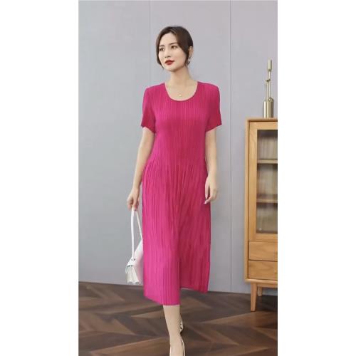 Classic Pleated Polyester Dress