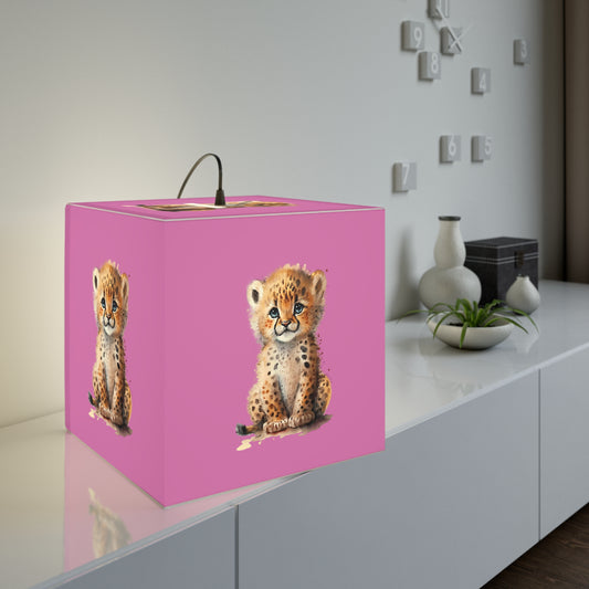 Light Cube Lamp - Baby Animals (Pink) Cheetah