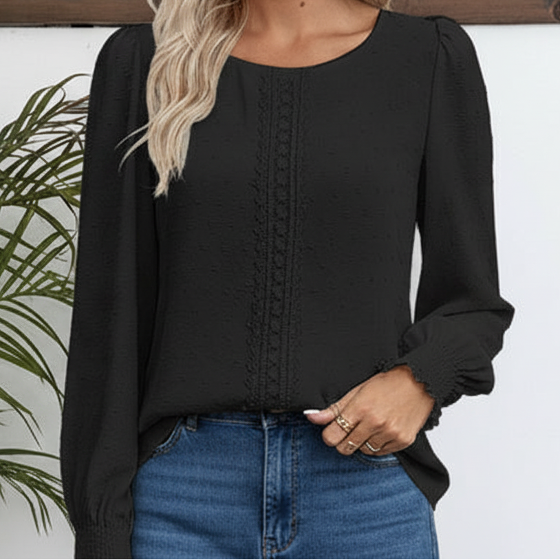 Emery Rose Shirred Long Sleeve Tops