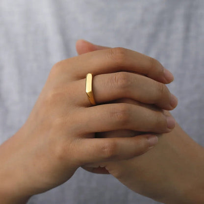 18K Gold Plated Titanium Square Ring