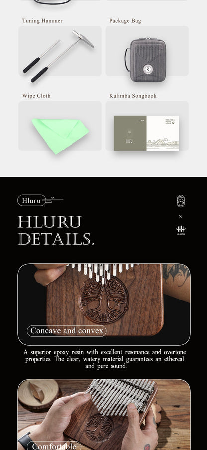 Tree of Life - HLURU 34 Keys Black Walnut Chromatic Kalimba