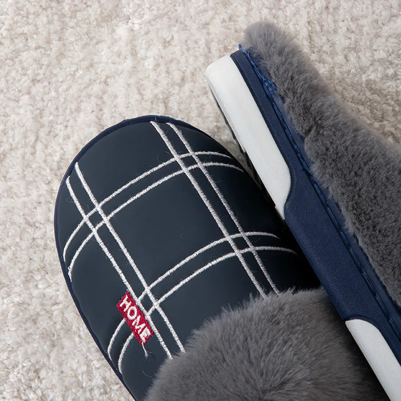 Suede Gingham Slippers