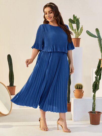 Valentina Ribbed Lightweight Pleated Maxi Dress
