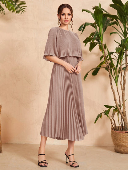Valentina Ribbed Lightweight Pleated Maxi Dress