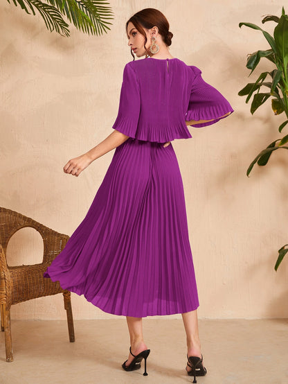 Valentina Ribbed Lightweight Pleated Maxi Dress
