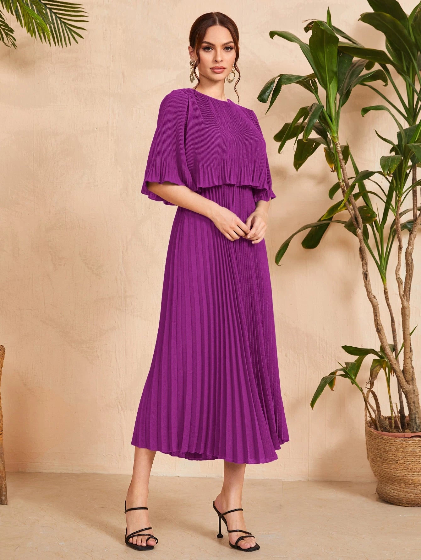 Valentina Ribbed Lightweight Pleated Maxi Dress