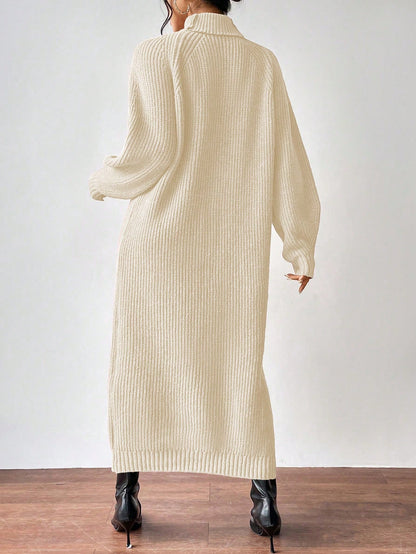 Turtleneck Raglan Sleeve Sweater Dress