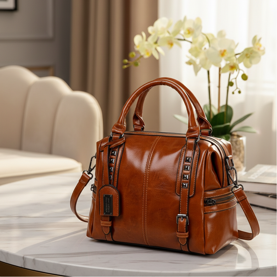 Patina Oil Wax Vegan Leather Crossbody Bag