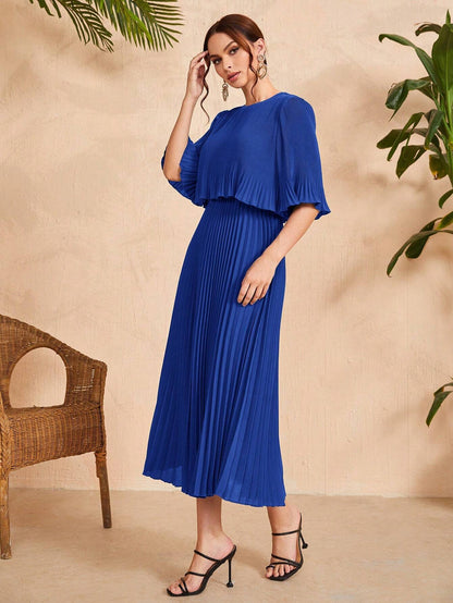 Valentina Ribbed Lightweight Pleated Maxi Dress