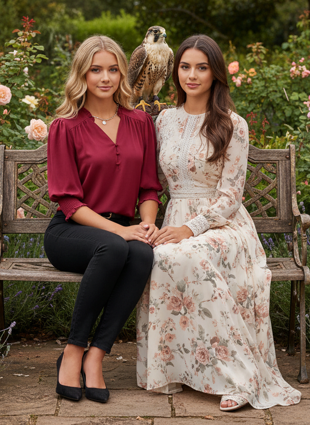 PRIVÉ Notched Neckline Shirred Sleeve Polyester Blouse