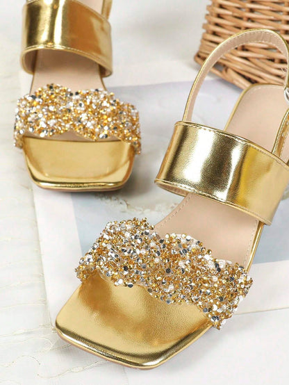 Vera Acrylic Block Heel Rhinestone Sandals