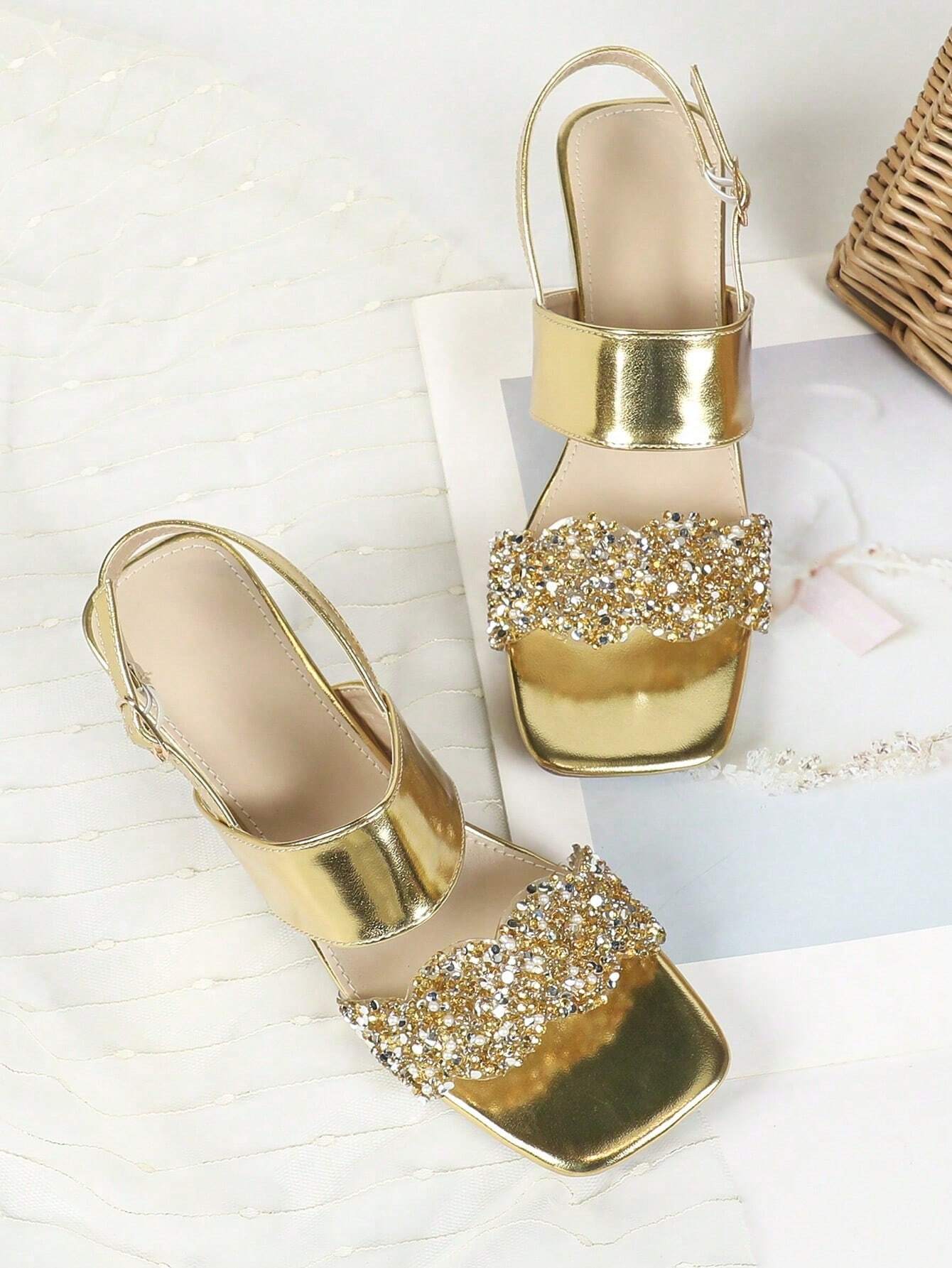 Vera Acrylic Block Heel Rhinestone Sandals