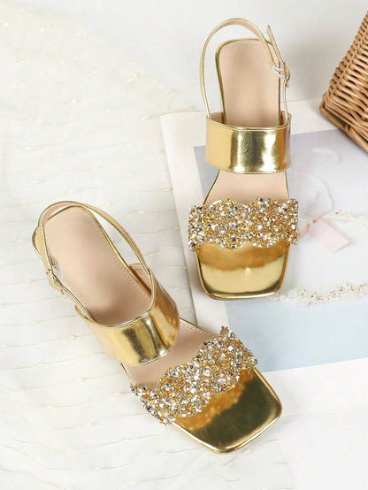 Vera Acrylic Block Heel Rhinestone Sandals