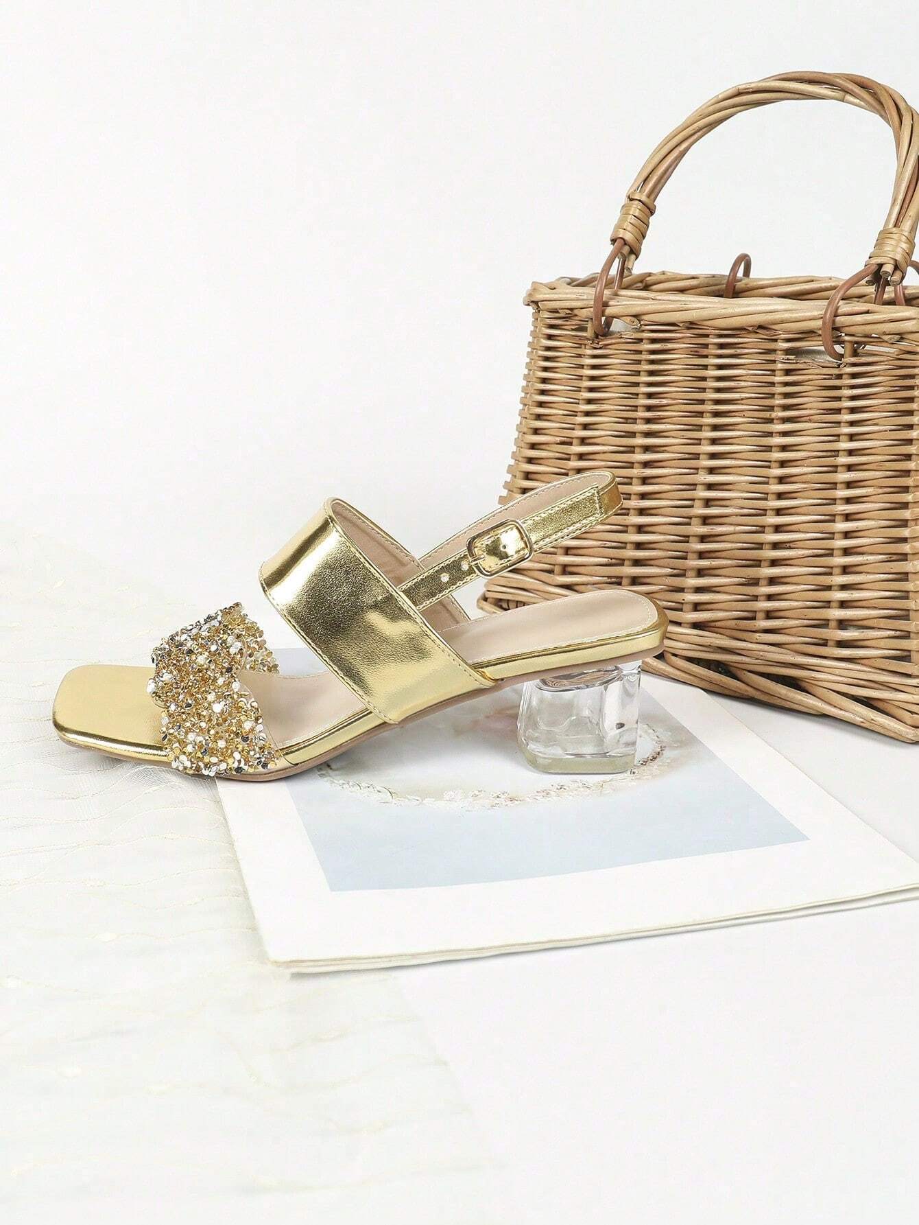Vera Acrylic Block Heel Rhinestone Sandals