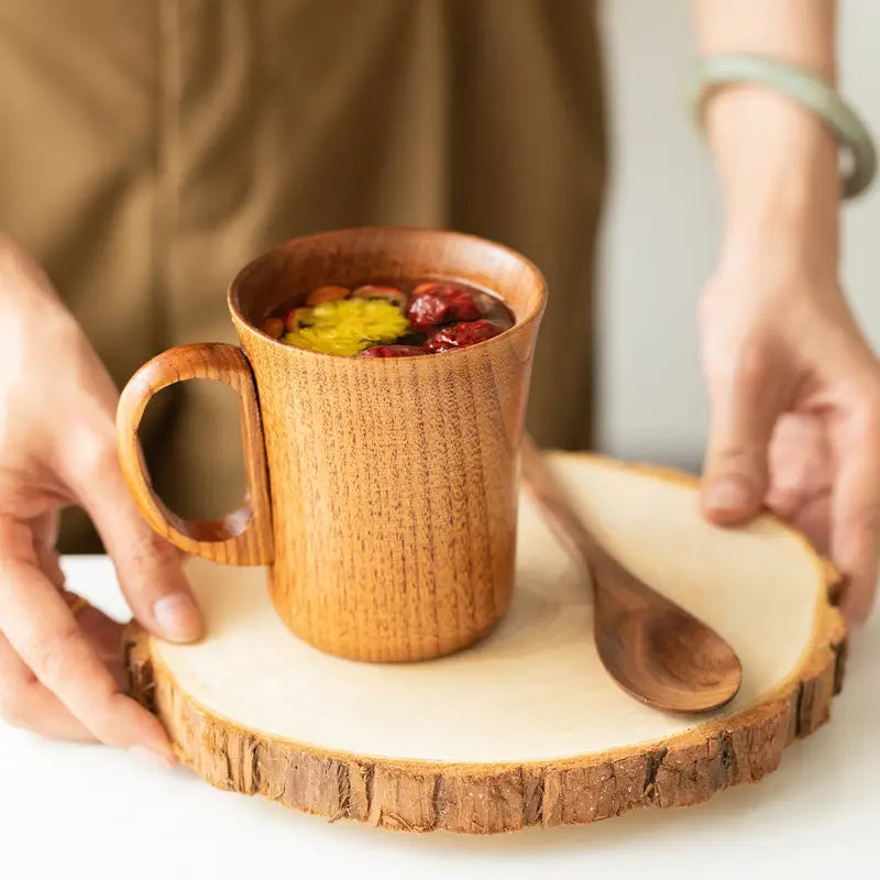 Natural Cherry Wood Mugs