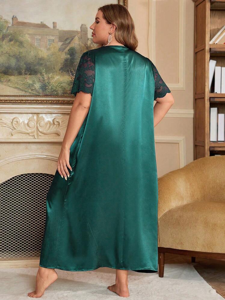 LuxeNights Plus Size Lace and Satin Nightgowns