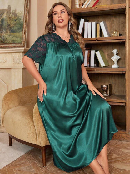 LuxeNights Plus Size Lace and Satin Nightgowns