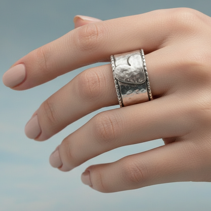 Handcrafted Heart 925 Silver Plated Copper Ring