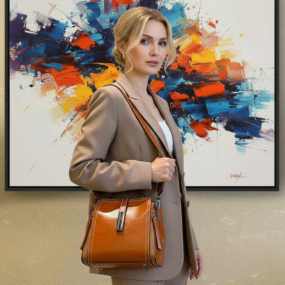 MACOO Split Leather Handbag