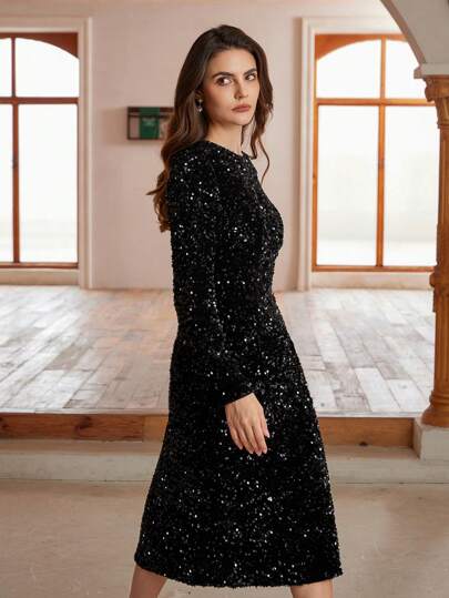 Elegant Sequin Midi Dresses