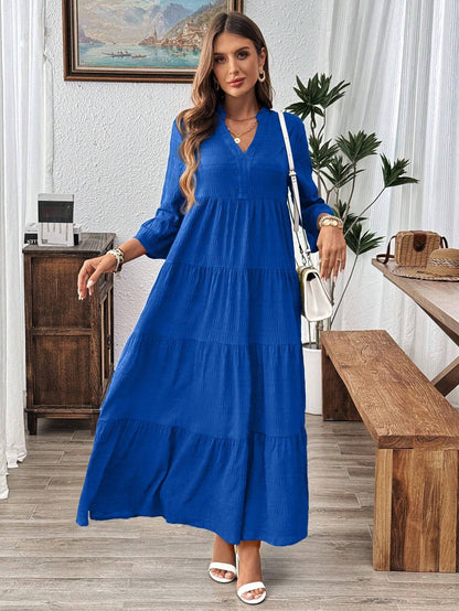 Emery Rose Ruffle Hem Polyester Maxi Dress