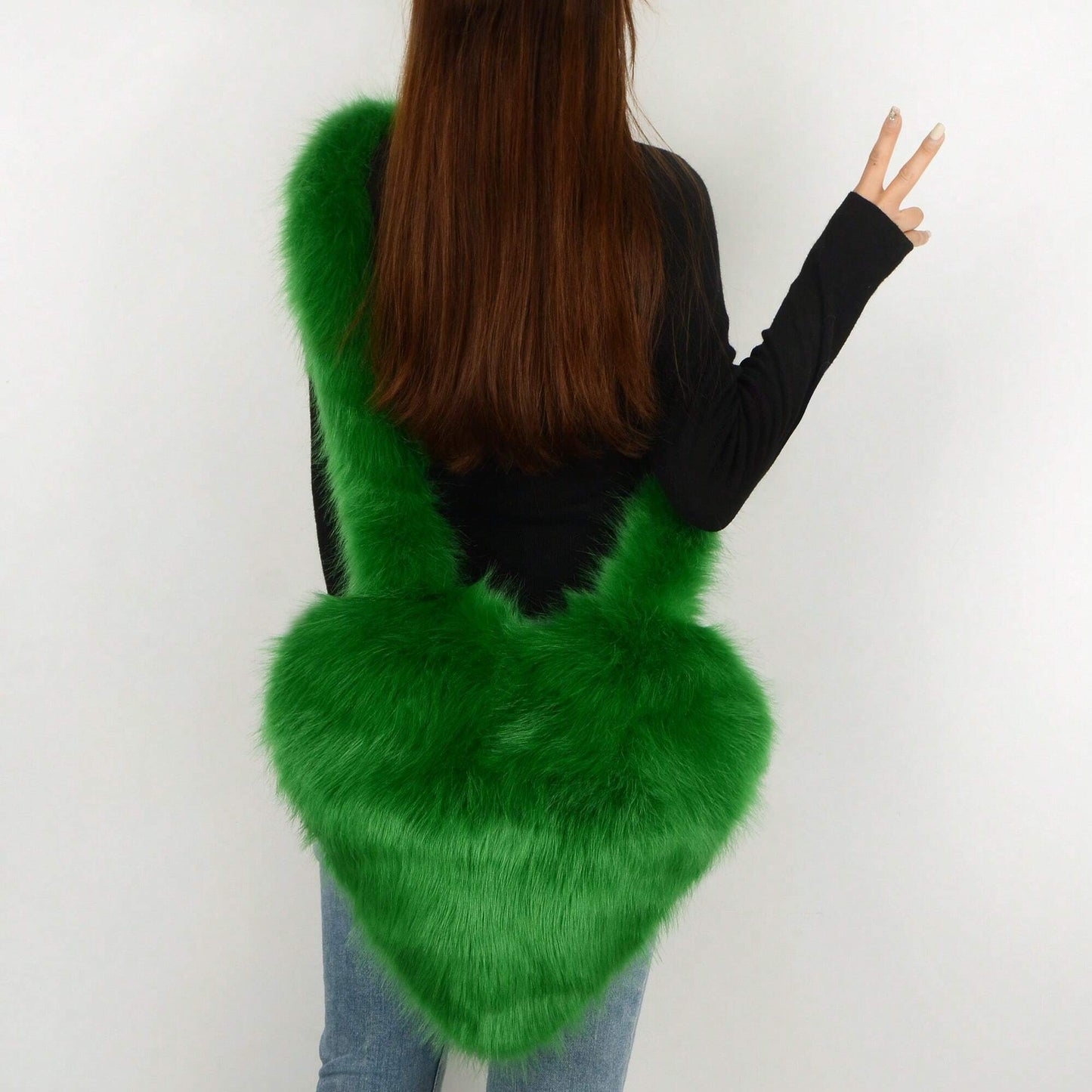 Plush Love Heart Fur Crossbody Bags