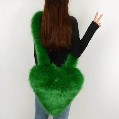 Plush Love Heart Fur Crossbody Bags